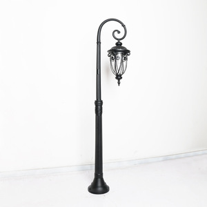 Lampadaire de jardin extérieur en fer, LED blanc chaud, abat-jour en verre, IP66, AC 220V, 2700K, garantie 10 ans, détecteur de mouvement, alimenté par énergie solaire - Product Image 3