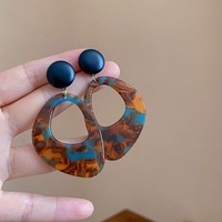 Boucles d'oreilles pendantes géométriques creuses en acrylique, motif léopard rétro vintage, effet écaille de tortue
