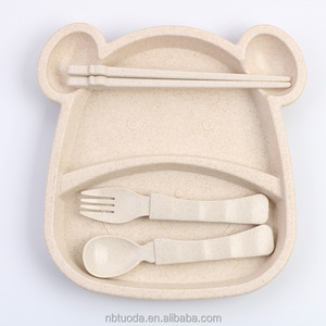 ชุดชามรูปทรงหมีลายการ์ตูนของ<span class=keywords><strong>เด็ก</strong></span>ทำจากเส้นใยฟางข้าวสาลีเพื่อสุขภาพและทนทาน - Product Image 2