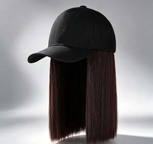 Cappello da Baseball Regolabile da Donna a 6 Pannelli con Estensioni per <span class=keywords><strong>Capelli</strong></span>, Parrucca Integrata, Stile Liscio o Riccio, in Tessuto Sintetico - Fornitore - Product Image 1