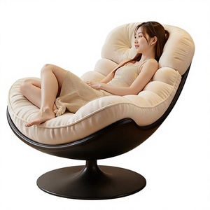 Lazy Sofa <strong>Chair</strong> Rotating Eggshell Velvet Chaise <strong>Lounge</strong> Modern Minimalism Living Room Recliner Eco-Friendly <strong>Small</strong> Apartment - Product Image 1