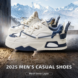 Men's Thick Sole <b>Walking</b> Shoes Lace Up Casual Sneakers Round Toe Breathable Streetwear Footwear - Product Image 2