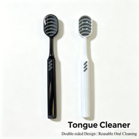 Meixu Grattoir à Langue en Silicone Double Face Gravé au Laser Réutilisable de Haute Qualité pour l'Hygiène Buccale