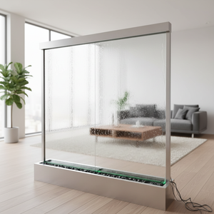 Floor standing stainless steel free standing waterfall used for room divider with led <b>light</b> - Product Image 4