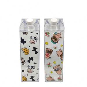 BPA-Free Logo Customizable 500Ml <b>750Ml</b> 1000Ml 1900Ml Colorful Square Plastic Milk Carton Juice <b>Water</b> <b>Bottles</b> With Lid - Product Image 1