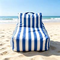 Fauteuil pouf d'extérieur personnalisé à rayures, imperméable, pour la plage, avec poignée et poche latérale, sans rembourrage