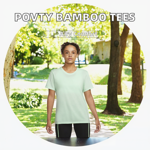 POVTY <b>Women's</b> Custom Printed Silk Knitted Loose Fit <b>T</b>-<b>Shirts</b> Comfortable Soft Summer Basic Tops V-neck Breathable Casual - Product Image 2