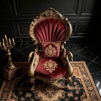 Fauteuil Canapé en Velours Sculpté en Bois Massif de Luxe Français, Style Européen, Mobilier de Salon de Villa, Fauteuil Cygne