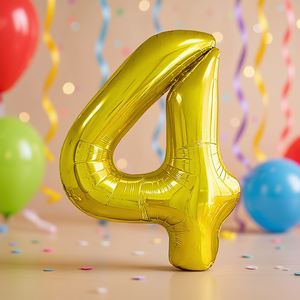 Party Love Gold Number 4 Foil Balloon 45cm <b>Birthday</b> Party <b>Decoration</b> - Product Image 3
