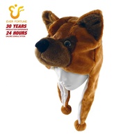 Bonnet d'hiver en fausse fourrure moelleuse avec cache-oreilles, motif animal, chiot brun 3D, pour déguisement d'Halloween, vente en gros, fabricant OEM