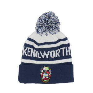 High Quality 100% Acrylic Custom Embroidery Logo Knitted Beanie Hat Unisex Shiny Color Design Pompom Hat bobble hat - Product Image 4