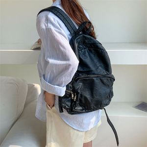 Wholesale Simple Multiple Pockets Women's <b>Backpacks</b> Laptop Bag Travel Sports Waterproof Zipper PU Leather <b>Backpacks</b> for Girl - Product Image 6
