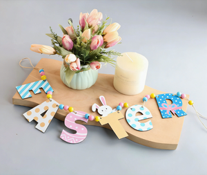 DAMAI Wholesale <b>Easter</b> Decor Bunny Wooden Slice Bead Garland Hanging <b>Ornament</b> Supplies for Home Party Farmhouse Decoration - Product Image 1