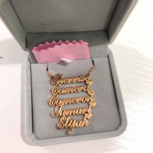 18K Gold Filled <b>Custom</b> Gold 3D Stainless Steel Women Double <b>Name</b> Pendant Chain <b>Necklace</b> Personalised Letter - Product Image 1