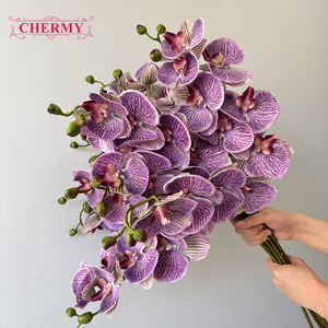 <span class=keywords><strong>Fleur</strong></span> artificielle d'orchidée violette de haute qualité DC180, toucher réaliste, pour centre de table de mariage et décoration intérieure - Product Image 3