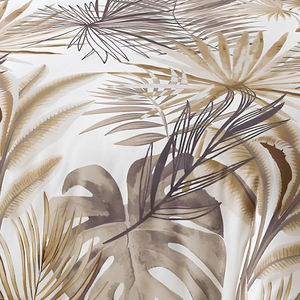 Housse de couette 3 pièces en coton 100% imprimé feuilles de plantes modernes, 200TC, respirante, écologique, blanc, brun clair, literie douce pour - Product Image 4