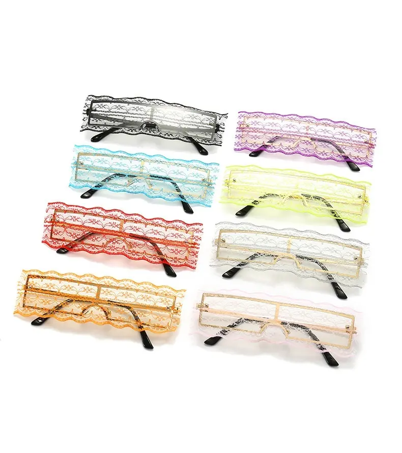 New handmade fashion trending hollow creative classic lace decorated rimless sunglasses for women prom party