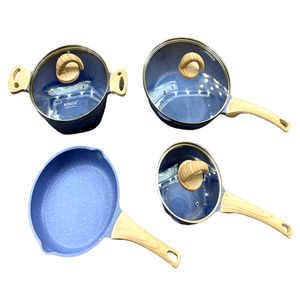 高品質10点セット モダンデザイン アルミ合金製調理器具セット ノンスティックマーブルコーティング 環境に優しいガラス/シリコン製蓋付き ホット - Product Image 5