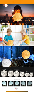 Lámpara de luna de noche LED impresa en 3D media moderna con Control remoto luces de colores recargables por USB regulables para el dormitorio del hogar - Product Image 6