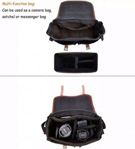 BSCI Factory Waterproof Tactical Leather Bag Travel Vintage <b>Camera</b> Bag Insert Case Compatible <b>Lenses</b> Shoulder Bag - Product Image 5