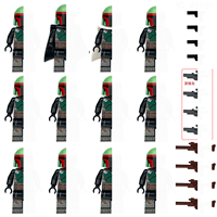 12 figurines de blocs de construction, poupées assemblées, personnages mandaloriens, soldats clones, marionnettes robots, briques de construction jouets