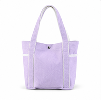 Mini sac fourre-tout en toile de coton, finition blanche lavande, poche latérale, sac à main à bouton-pression argenté, vente en gros, fournisseur OEM ODM personnalisé