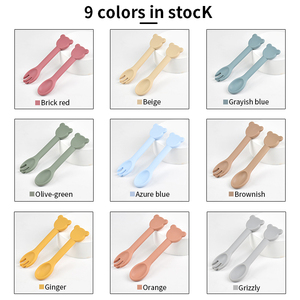 Juego de cucharas de silicona para bebés, utensilios para niños pequeños, cubiertos de entrenamiento para niños, sin BPA, tenedor de grado alimenticio, alimentación suave, reutilizable - Product Image 6