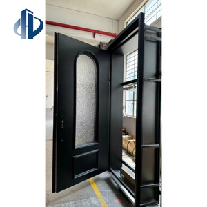 Puerta de Entrada Pivotante de Aluminio Fundido Francés de Diseño Exclusivo, Alta, Arqueada, con Vidrio Texturizado para Privacidad, Negro Mate - Product Image 4