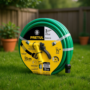 Enrouleur de tuyau d'arrosage Pretul 15M avec pistolet d'irrigation PIM-4P, diamètre 1/2 pouce, matériau plastique, système d'arrosage manuel, 13 kg/C - Product Image 2