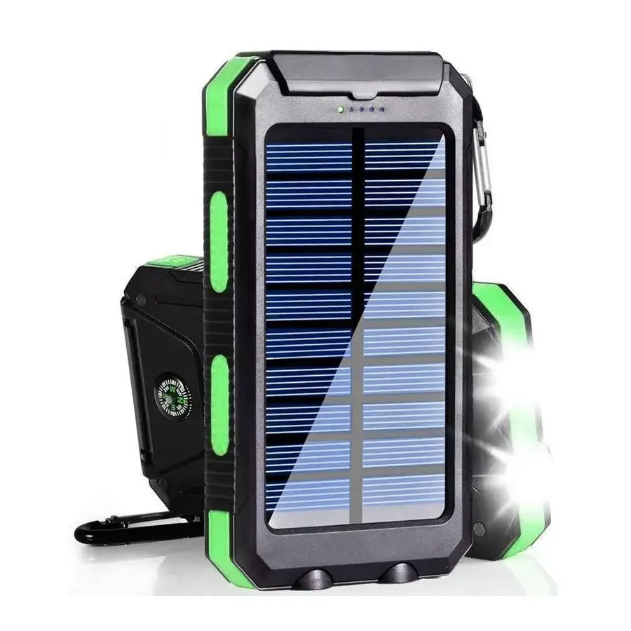 Waterproof Outdoor Solar Battery Power Bank Supplies 20000mah Solar Panel Portable Dual Flashlight Charger
