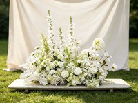 Vente en gros de rangées de fleurs artificielles en soie blanches de 1 m, chemin de table pour allée de mariage, arrangement floral fait main, centre de table TUOYI