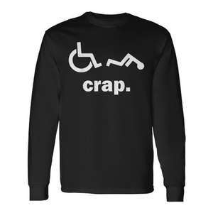 Crap Wheelchair T-shirt à manches longues noir unisexe taille adulte M L XL XXL - Product Image 1