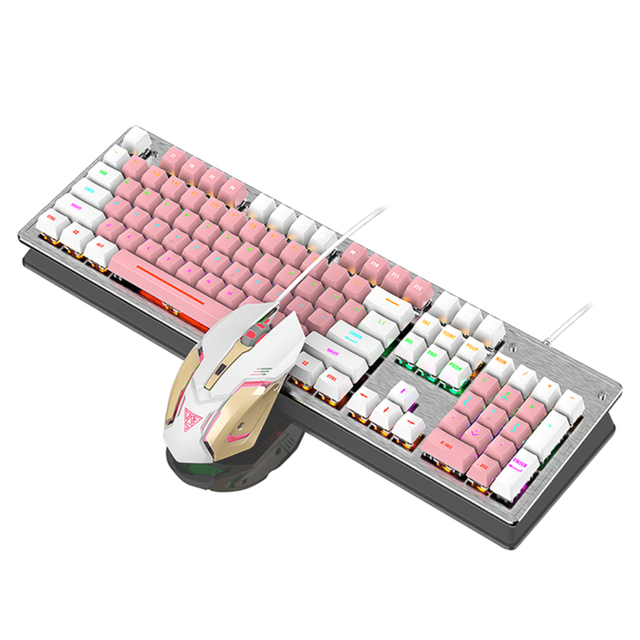 V2 Combo Punk Wired Keyboard Gaming Mouse and Gateron Mechanical RGB Backlit Computer Keyboard