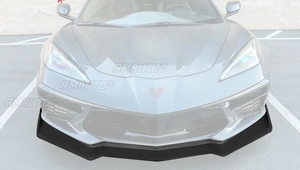 Para Chevy Corvette C8 2020-2022, 5 piezas, difusor de labio de parachoques delantero de coche, estilo fibra de carbono, negro brillante, accesorios de esquina divisorios - Product Image 3