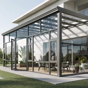 Maisons en verre portables modernes Chambres de <span class=keywords><strong>jardin</strong></span> d'hiver en alliage d'aluminium Villas de véranda à usage extérieur avec moulure de toit plat - Product Image 4