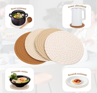 Sous-verres en corde de coton tissés à la main, 4 pièces, coussin isolant résistant à la chaleur, tapis antidérapant pour tasses, support pour casseroles, décoration de table à manger, set de table