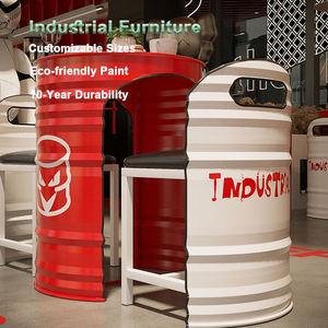 Modern Industrial Simple Iron Tea Table <strong>Chair</strong> Set Creative Retro Oil <strong>Bucket</strong> Drum bar Table and <strong>Chair</strong> for Cafe Bar Restaurants - Product Image 5