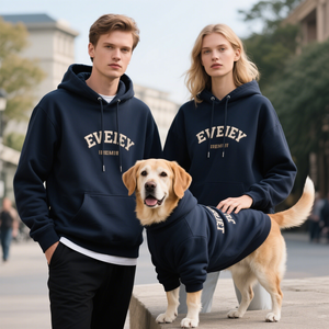 Joymay piyama sutra anjing kucing kustom Jin bulu imitasi katun Linen pola cetak poliester Corduroy pemilik hewan peliharaan yang cocok - Product Image 2