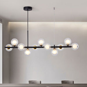Moderno creativo scandinavo minimalista Multi-testa <span class=keywords><strong>lampadario</strong></span> negozio di abbigliamento lampada pendente in vetro sfera di ferro ciondolo Bar - Product Image 6