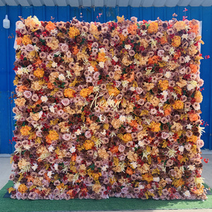 KL-WA02 Mur de fleurs en tissu en gros, toile de fond de 8 pieds x 8 pieds, panneaux muraux en fleurs de soie <span class=keywords><strong>artificielle</strong></span> pour la décoration de scène de mariage - Product Image 4