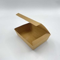 Boîte à lunch en papier kraft à simple couvercle, biodégradable, jetable, pour repas à emporter, conteneur alimentaire pour traiteur