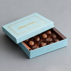 Kotak Cokelat Kustom <span class=keywords><strong>2</strong></span> Buah Dengan Pembatas Plastik PET Kotak Kemasan Cokelat Mewah Lapisan UV Foil Emas Kotak Kemasan Hadiah - Product Image 4