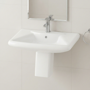 Gorgeous Design Rectangle Half Pedestal Ceramic Wash Basin Eco Friendly Water Resistant Economical - Product Image 3