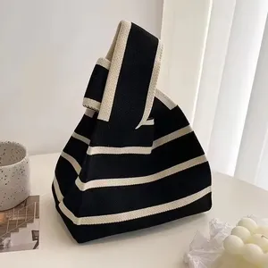 Wholesale Lunch Gift Bag Tote Knitted Shopping sack Handheld Student Bag Female Handbag