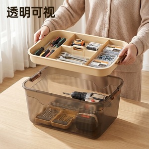 Transparent Toolbox Multi Layer Storage Box With Lid Large Capacity Portable Home Organizer 7 9 Compartments Up To 30l - Product Image 2