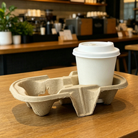 Plateau porte-gobelets jetable en papier double paroi, écologique et biodégradable, pour 2 et 4 gobelets de 8oz à 32oz