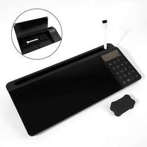 Pizarra de Vidrio para Oficina, Pizarra Blanca de Escritorio con Soporte para Teclado, Pizarra Blanca con Lámpara - Product Image 1
