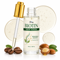 Serum Rambut Biotin Label Pribadi OEM Grosir Dengan Kafein Keratin Minyak Argan Memperkuat Menutrisi Mengurangi Kerusakan Rambut