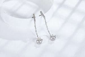 Boucles d'oreilles pendantes en argent 1CT avec pierre en silicone et moissanite tendance - Product Image 3