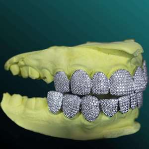 Grillz de luxe en argent sterling 925 avec diamants Moissanite pour hommes et femmes, bijoux de mode avec diamants brillants - Product Image 2